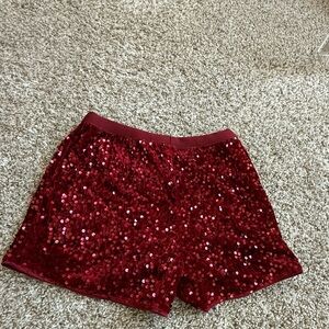 SHEIN Red Sequin High Waist Women’s Shorts